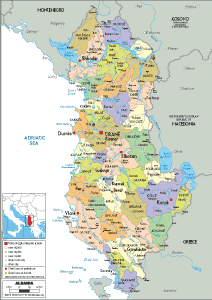 POLITICAL Map of Albania