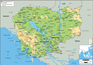 PHYSICAL Map of Cambodia