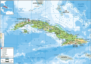 PHYSICAL Map of Cuba