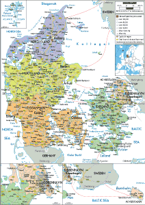 POLITICAL Map of Denmark