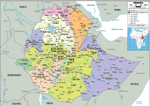 POLITICAL Map of Ethiopia