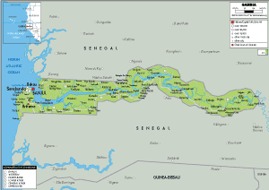 PHYSICAL Map of Gambia