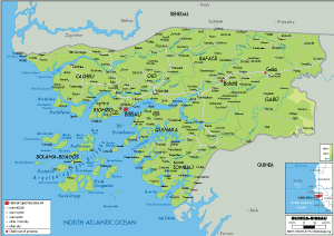 PHYSICAL Map of Guinea-Bissau