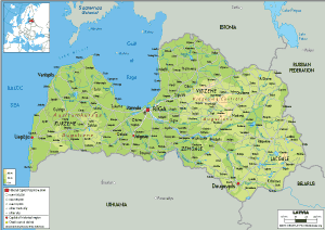 PHYSICAL Map of Latvia