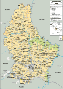 PHYSICAL Map of Luxembourg