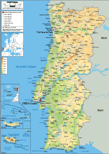 PHYSICAL Map of Portugal