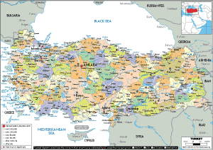 POLITICAL Map of Turkey